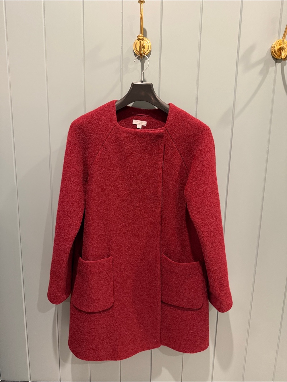 Women's Red Textured Open-Front Coat by